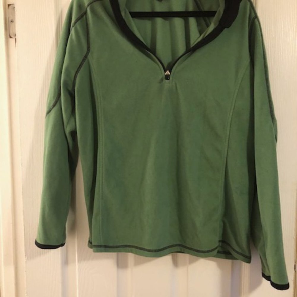 Eddie Bauer women's fleece pullover jacket, 1/4" zipper, Used, green great shape